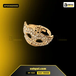 Elegant Rhinestone Mask Ring for Women (Gold)