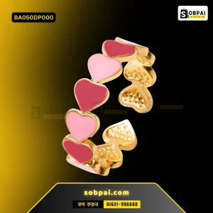 Trendy Vintage Love Heart Finger Ring (Dark Pink)