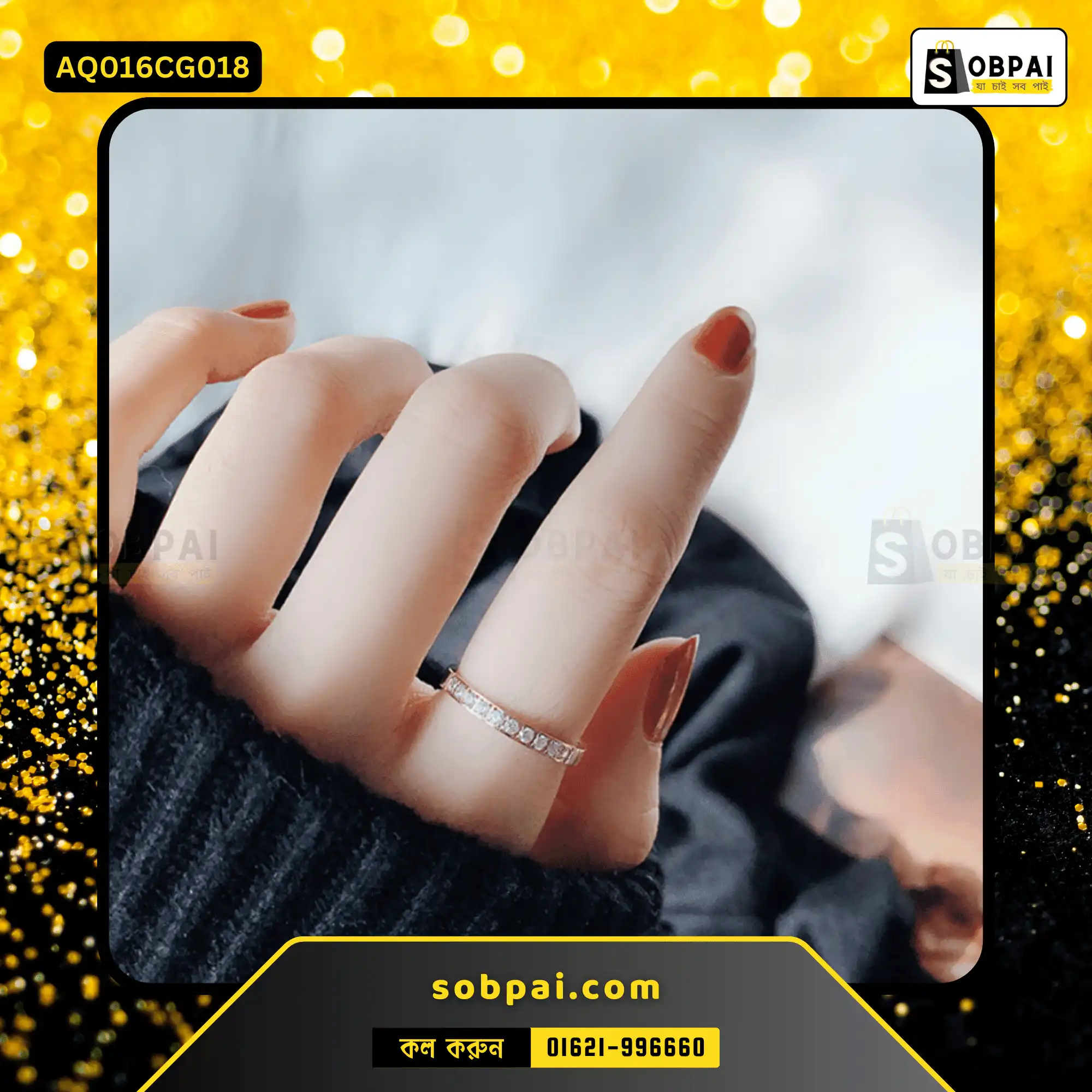 Elegant Crystal Finger Ring for Women (Gold - 18) - Image 3