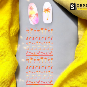 1sheet Women's Fashion DIY Beauty Manicure Tropical Style Water Transfer Paper Coconut Palm Nail Stickers - SobPai