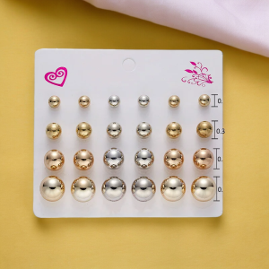 SobPai 12 Pairs White Simulated Pearl Earrings Set - Elegant Jewelry Accessories for Women - Hypoallergenic Ball Studs - Trendy and Minimalist Design - Perfect for Daily Wear and Special Occasions - BC-Pearl Collection