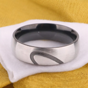 SobPai 6mm Titanium Steel Love Heart Couple Rings for Women and Men - Personalized, Customizable Engraved Rings - Perfect for Wedding, Engagement, or Anniversary