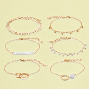 SobPai Bohemian Tassel Bracelets for Women - Elegant Geometric Leaves Beads Layered Hand Chain Charm Bracelet Set - Gold & Silver Options - Stylish Boho Jewelry for Casual and Party Wear