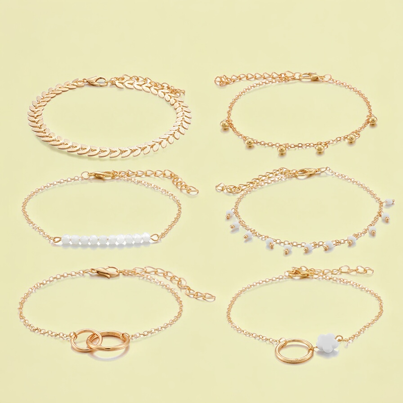 SobPai Bohemian Tassel Bracelets for Women - Elegant Geometric Leaves Beads Layered Hand Chain Charm Bracelet Set - Gold & Silver Options - Stylish Boho Jewelry for Casual and Party Wear