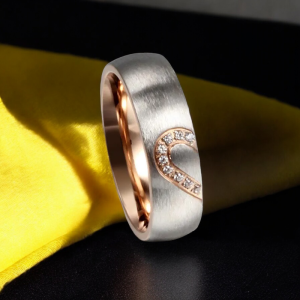 SobPai 6mm Titanium Steel Love Heart Couple Rings for Women and Men - Personalized, Customizable Engraved Rings - Perfect for Wedding, Engagement, or Anniversary