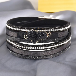 SobPai Women?s Fashion Bohemian Glass and Leather Bracelets - Multi-Layered Charm Bracelets in Assorted Colors - Wholesale & Drop Shipping Available