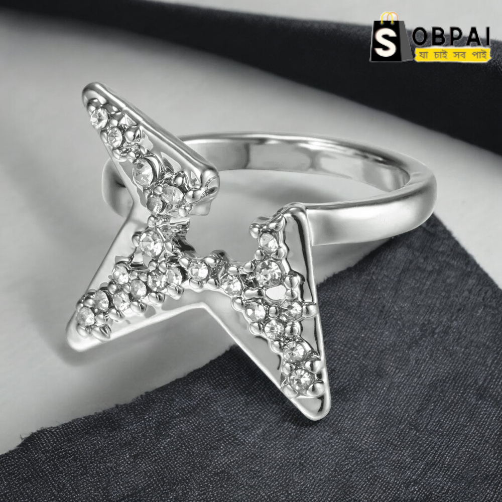 Elegant American Diamond Fancy Adjustable Finger Ring for Women - Ideal for Parties, Weddings, Engagements, and Bridal Wear - White Silver Color with Mossonite Zircon Stone - - Image 2