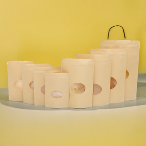 "Hot 50pcs/lot Brown Zipper Kraft Paper Bags Oval Standup Gift Packaging Bags - Various Sizes for Coffee, Food, Candy, Party, and Wedding Gifts - Durable, Recyclable Ziplock Pouches by SobPai"