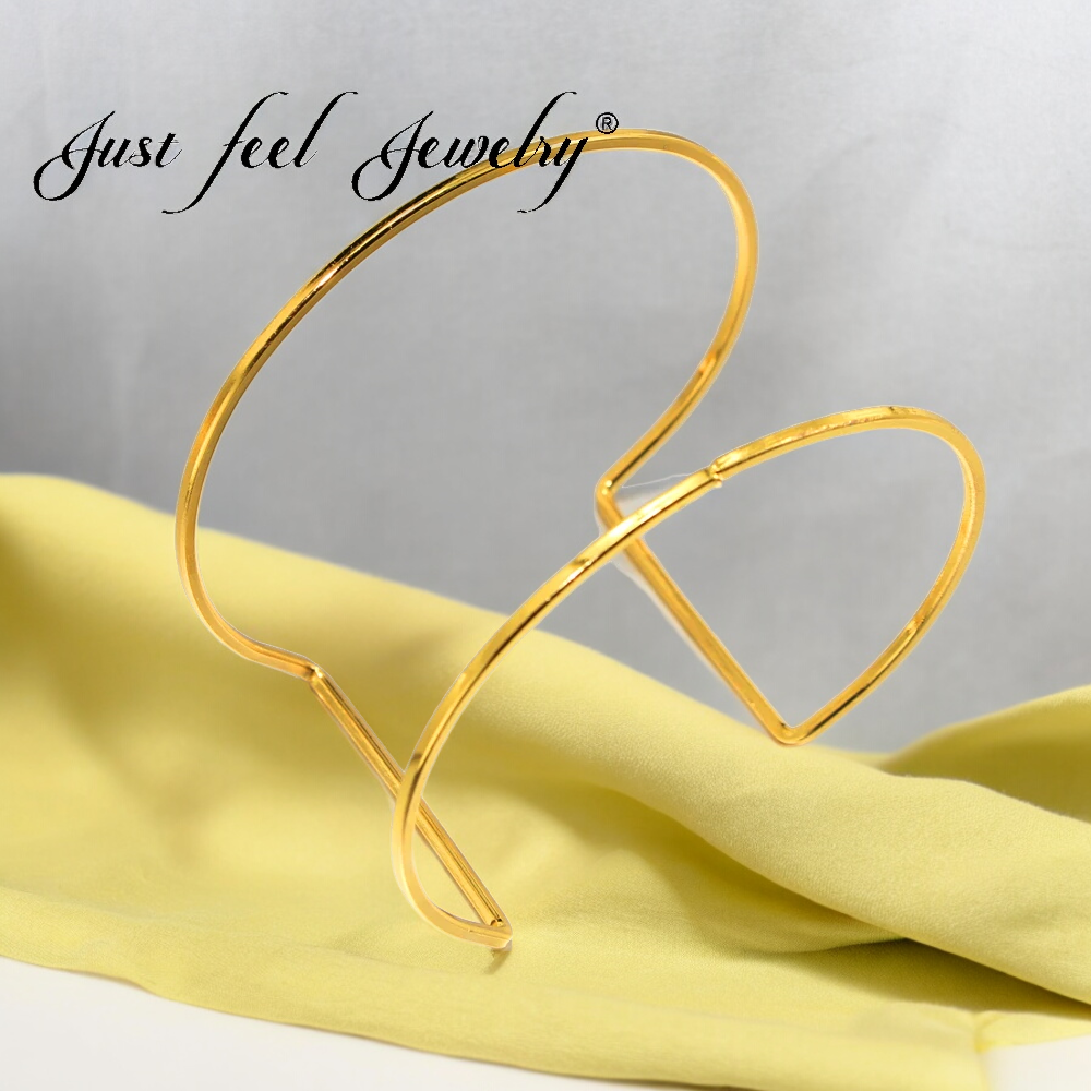 SobPai 2024 Fashion Geometric Cuff Bangles - Gold & Silver Colors for Women - Punk Metal Line Open Bracelets - Stylish and Trendy Jewelry for All Occasions