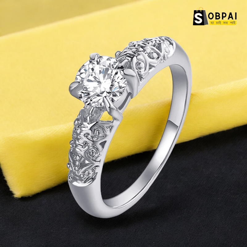 Elegant Women's Cubic Zirconia Inlaid Flower Ring - Wedding, Engagement, Birthday Gift Jewelry by SobPai