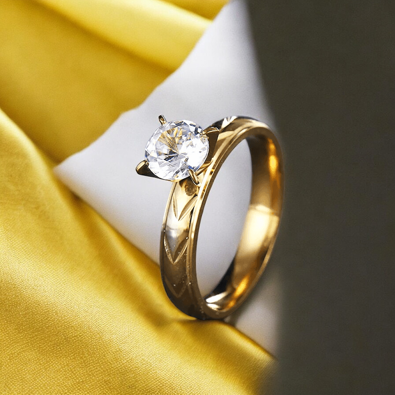 Titanium Steel Large Zircon Ring - Image 3