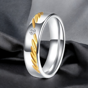Stainless Steel Silver Wedding Ring - R248, 6mm Width, Round Pattern, Elegant and Durable, SobPai
