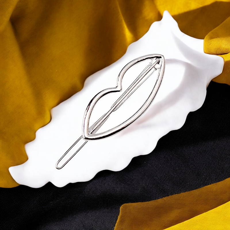 SobPai Elegant Geometric Heart Silver Hair Pin for Women - Durable Alloy Snap Clip, Perfect for Wedding, Prom, and Daily Use - 1pc