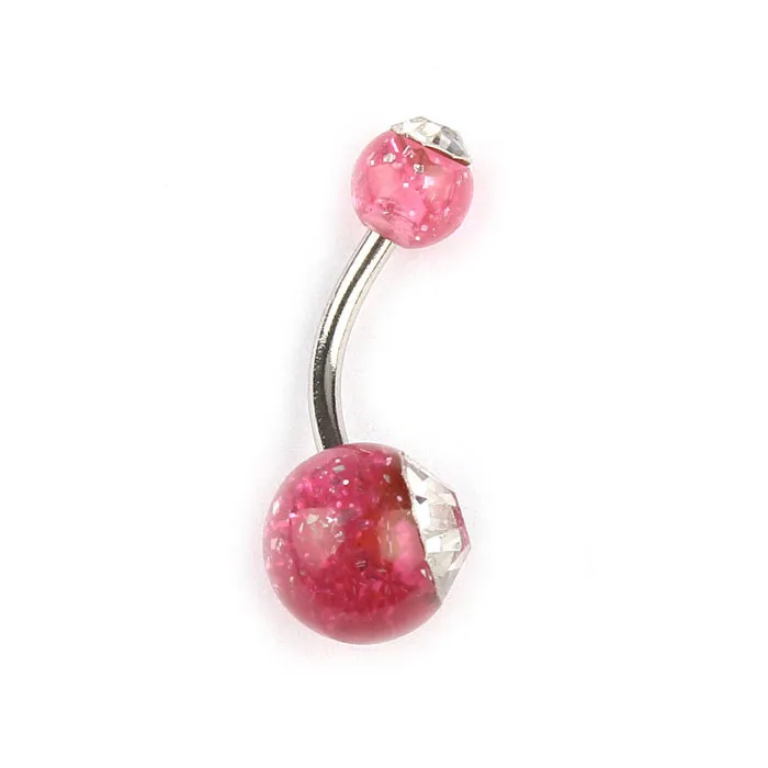 SobPai New Trendy 2024 Butterfly Dangle Ball Belly Button Barbell with Rhinestone Crystal Ball for Women - Pink, High-Quality Piercing Jewelry - Image 2