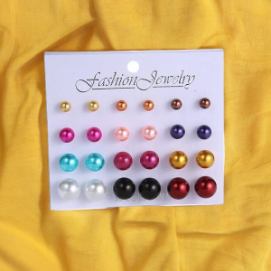 SobPai 12 Pairs White Simulated Pearl Earrings Set - Elegant Jewelry Accessories for Women - Hypoallergenic Ball Studs - Trendy and Minimalist Design - Perfect for Daily Wear and Special Occasions - BC-Pearl Collection