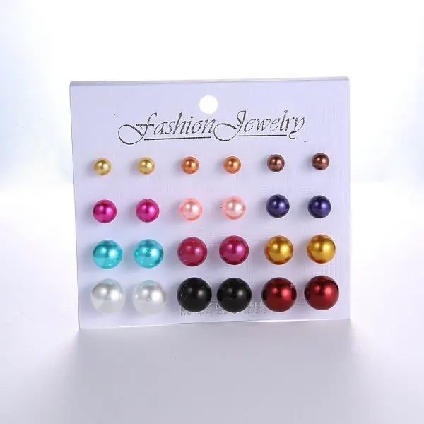 SobPai 12 Pairs White Simulated Pearl Earrings Set - Elegant Jewelry Accessories for Women - Hypoallergenic Ball Studs - Trendy and Minimalist Design - Perfect for Daily Wear and Special Occasions - BC-Pearl Collection - Image 3