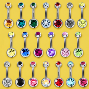 SobPai Crystal Navel Belly Ring Set: Premium Surgical Steel, Assorted Rhinestone Colors, 10/15/20 Pieces - Ideal for Stylish Body Jewelry Enthusiasts