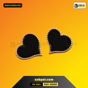 Elegant Heart-Shape Stud Earrings - Black