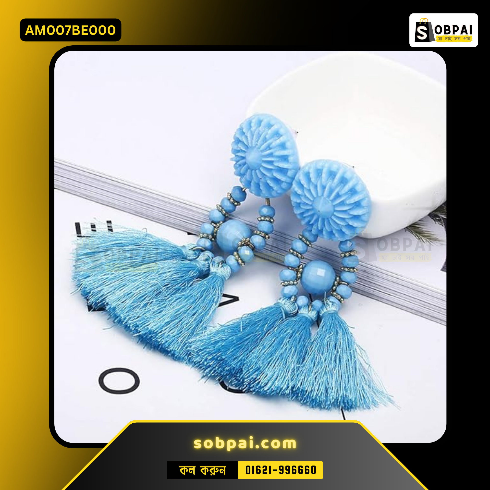 Bohemian Tassel Drop Earrings for Women - Blue - Image 3