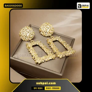 Vintage Geometric Drop Earrings for Women (Gold)