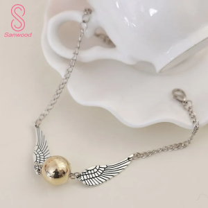 Unisex Magic Academy Wing Pendant Bracelet Bangle Jewelry Accessory ? Durable Alloy with Angel Wing Design, Perfect Gift for Special Occasions, Adjustable Length 25.5 cm ? SobPai