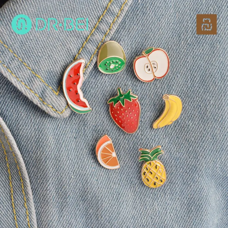 SobPai Cute Enamel Fruit Brooch Collection - Strawberry, Orange, Pineapple, Watermelon, Kiwifruit Lapel Pins for Hat, Bag, Clothing - Fashion Jewelry Gift - Image 2