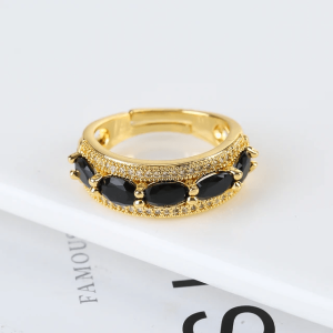 Luxury Fashion Micro Inlaid Electroplated Zircon Women's Adjustable Ring - Classic Fine Jewelry Wholesale High Quality Gifts by SobPai