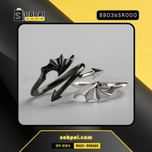 Angel Wings Open Ring Black Color