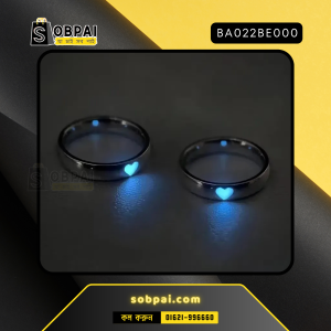 Fashion Blue Pink Love Heart Luminous Couple Ring Close-Up