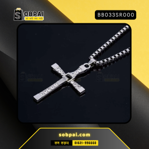 Crystal Jesus Men Cross Pendant Necklace worn with a casual outfit