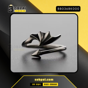 Dark Gothic Devil wing ring on finger silver devil wings